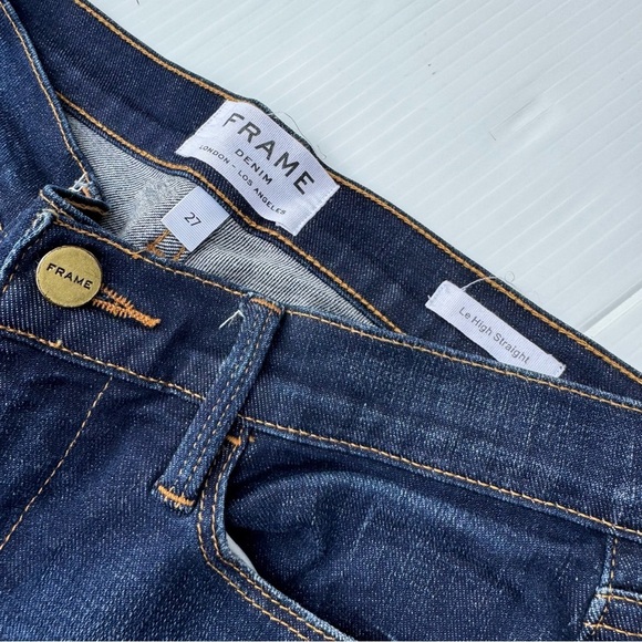 Frame Franklin Le High Straight Denim Classic Indigo Jeans - Picture 3 of 13